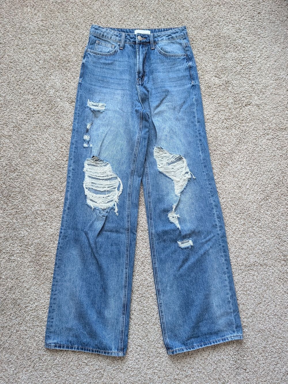 Vervet Simple Society Womens Blue Distressed High RIse Wide Leg Jeans Size 26 - Picture 1 of 10